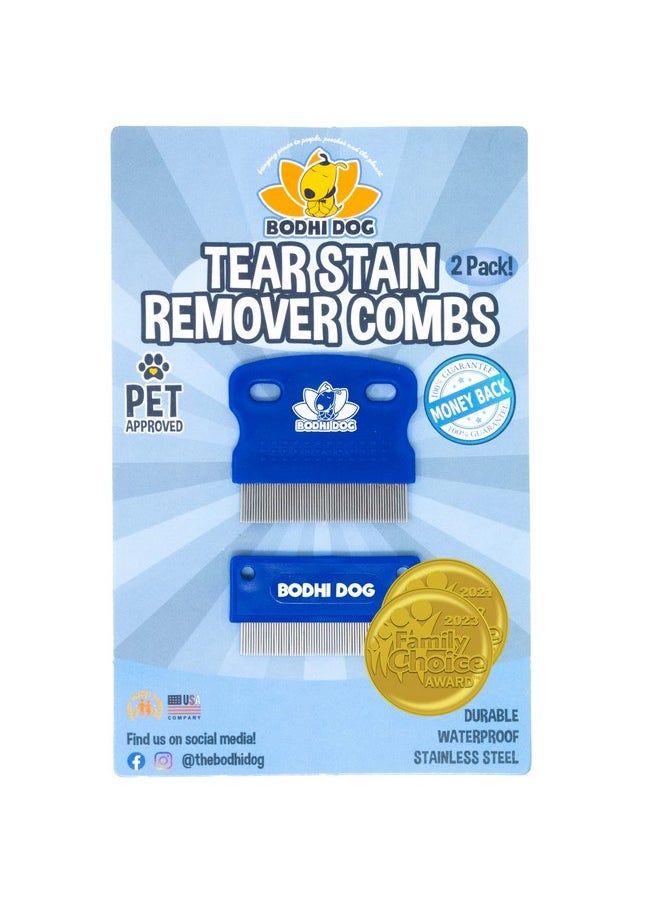 Bodhi Dog - Tear Eye Stain Remover Combs | Set Of 2 | Clean And Remove Crust, Dirt, Buildup Around Pet Eyes | Best For Dogs & Cats Fur And Coats - Image 1