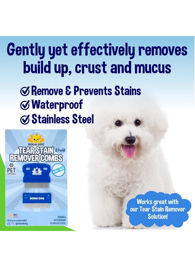 Bodhi Dog - Tear Eye Stain Remover Combs | Set Of 2 | Clean And Remove Crust, Dirt, Buildup Around Pet Eyes | Best For Dogs & Cats Fur And Coats - Image 1