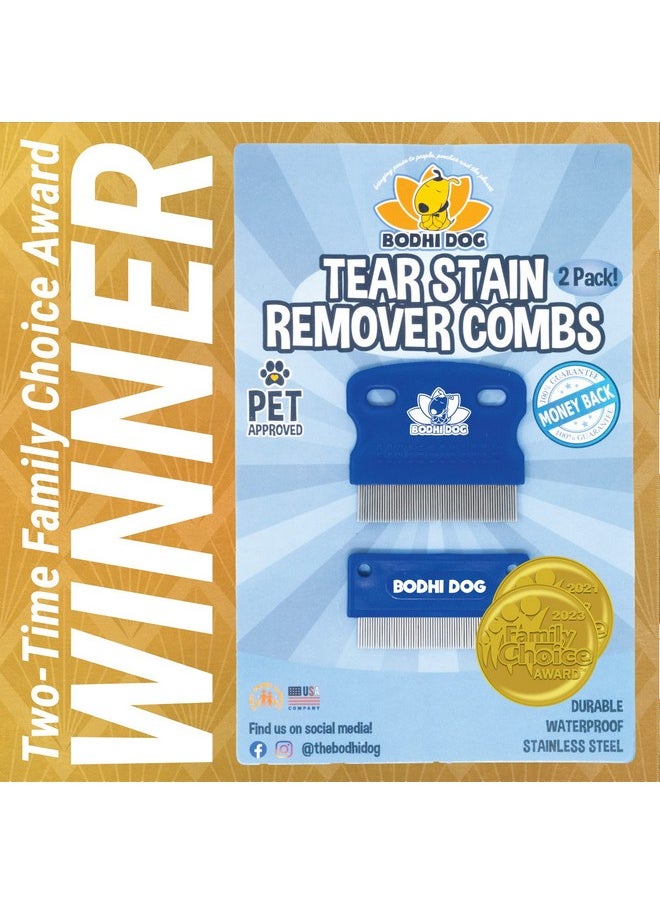 Bodhi Dog - Tear Eye Stain Remover Combs | Set Of 2 | Clean And Remove Crust, Dirt, Buildup Around Pet Eyes | Best For Dogs & Cats Fur And Coats - Image 1