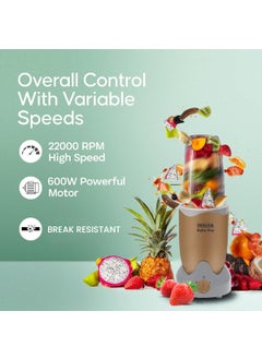 Inalsa INALSA Bullet Mixer Grinder|5 Jar include 2 Storage Jar For Smothies,Coffee,Dry fruits & Wet Grinding|600 W, Copper Motor|3 Blades Including Froth Blade with 2 Sipper & 1 Seasoning Cap|2 Yr Warranty  - Image 5