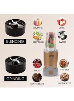 Inalsa INALSA Bullet Mixer Grinder|5 Jar include 2 Storage Jar For Smothies,Coffee,Dry fruits & Wet Grinding|600 W, Copper Motor|3 Blades Including Froth Blade with 2 Sipper & 1 Seasoning Cap|2 Yr Warranty  - Image 3