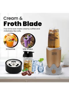 Inalsa INALSA Bullet Mixer Grinder|5 Jar include 2 Storage Jar For Smothies,Coffee,Dry fruits & Wet Grinding|600 W, Copper Motor|3 Blades Including Froth Blade with 2 Sipper & 1 Seasoning Cap|2 Yr Warranty  - Image 4