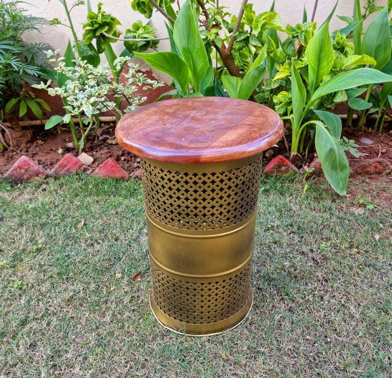 ZXC Metal 18 Inch Sitting StoolMuddaHome Decoration Gold - Image 2