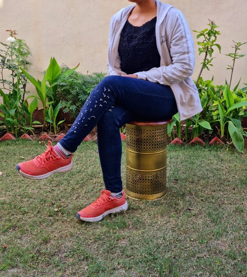 ZXC Metal 18 Inch Sitting StoolMuddaHome Decoration Gold - Image 5