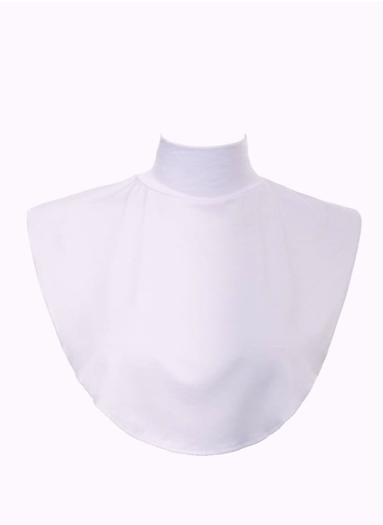 Perfectory - PERFECTORY Women's Fake Collar Hijab Extensions Neck Cover, Full Coverage, Jersey Material, Stretchy Fit -White - Image 1