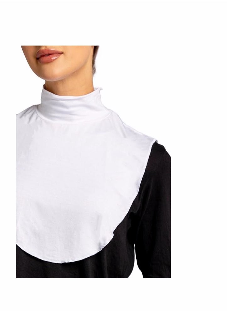 Perfectory - PERFECTORY Women's Fake Collar Hijab Extensions Neck Cover, Full Coverage, Jersey Material, Stretchy Fit -White - Image 1