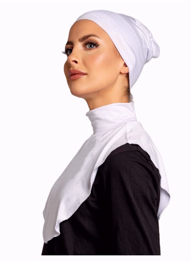 Perfectory - PERFECTORY Women's Fake Collar Hijab Extensions Neck Cover, Full Coverage, Jersey Material, Stretchy Fit -White - Image 1
