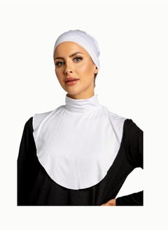 Perfectory PERFECTORY Women's Fake Collar Hijab Extensions Neck Cover, Full Coverage, Jersey Material, Stretchy Fit -White  - Image 2
