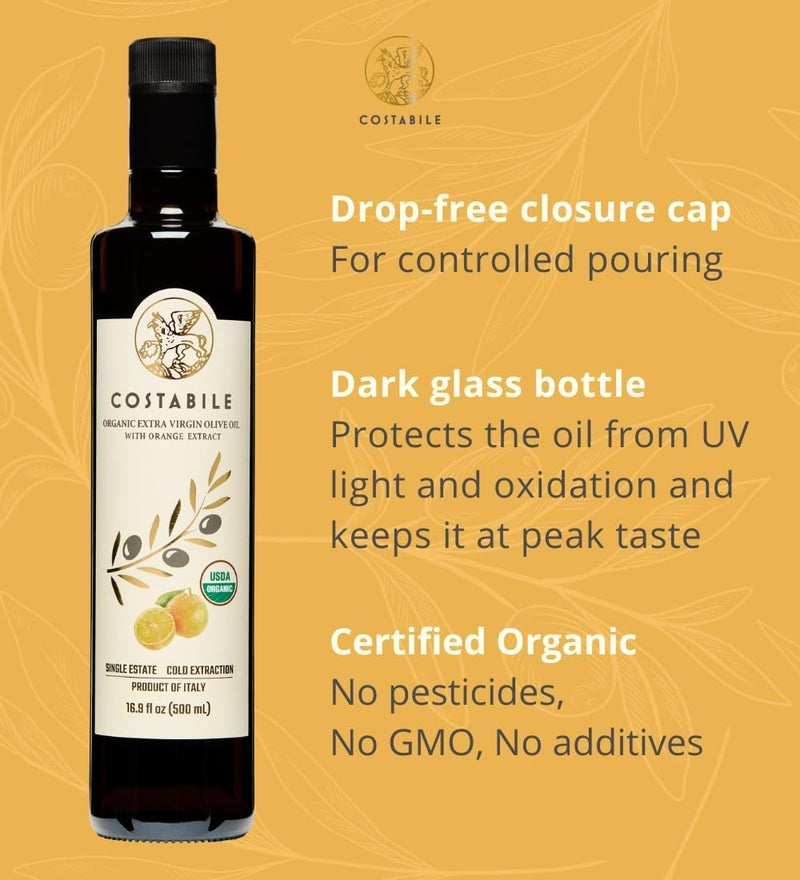 Costabile Organic Extra Virgin Olive Oil with Orange Extract - Image 3
