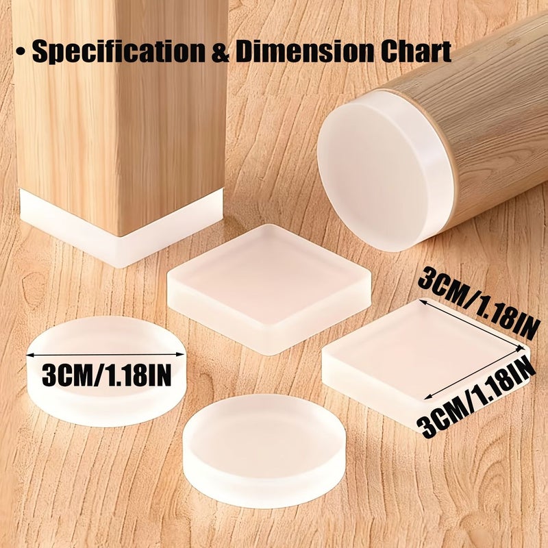 4 Piece Set Square Self Adhesive Silicone Pads 1.18 Inch For Furniture Legs Prevent Slipping Protect Floors Reduce Noise And Avoid Scratches - Image 2