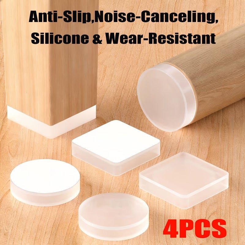 4 Piece Set Square Self Adhesive Silicone Pads 1.18 Inch For Furniture Legs Prevent Slipping Protect Floors Reduce Noise And Avoid Scratches - Image 1