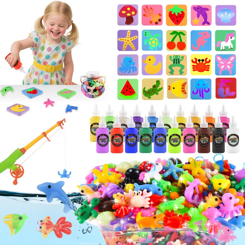 Nicella Magic Gel Water Elf Toy Kit Squishy Making Kit for Kids with 20PCS Aqua Fairy Water Gels Animal Mold Gift for Christmas Easter Birthday New Year Creative Art Craft Girls 39 Year Old 60ml - Image 3