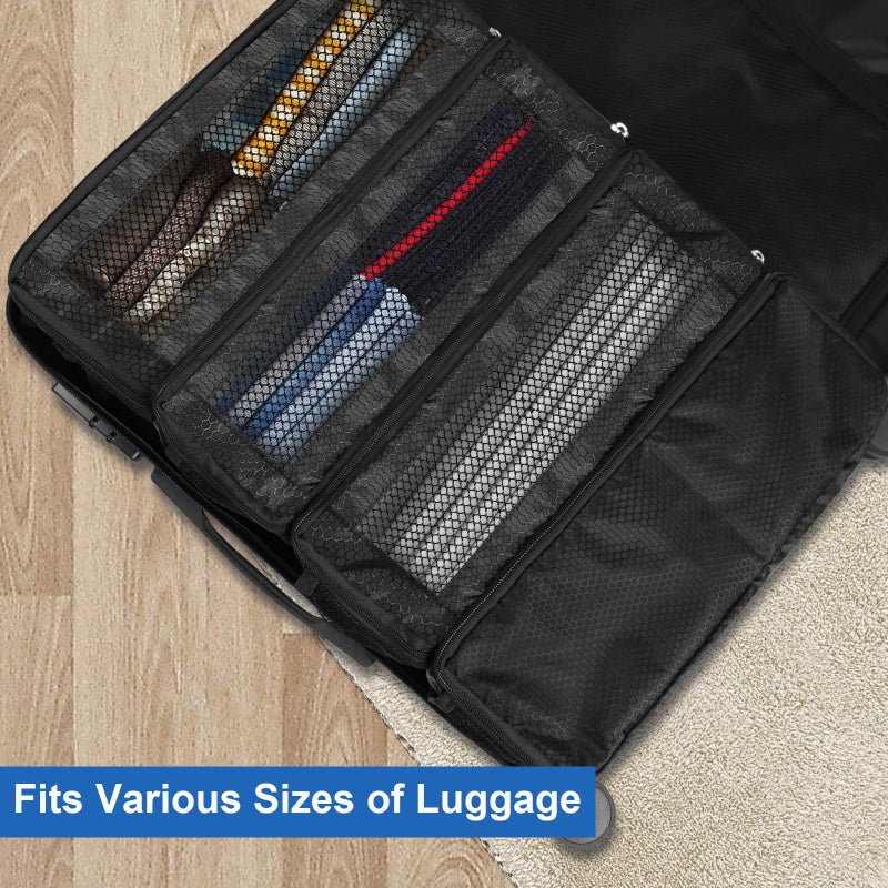 Olosar Suitcase Organizer, Travel Luggage Organizer Portable Hanging Travel Shelves Collapsible Hanging Packing Cubes for Carry on Suitcase, Black-M - Image 2
