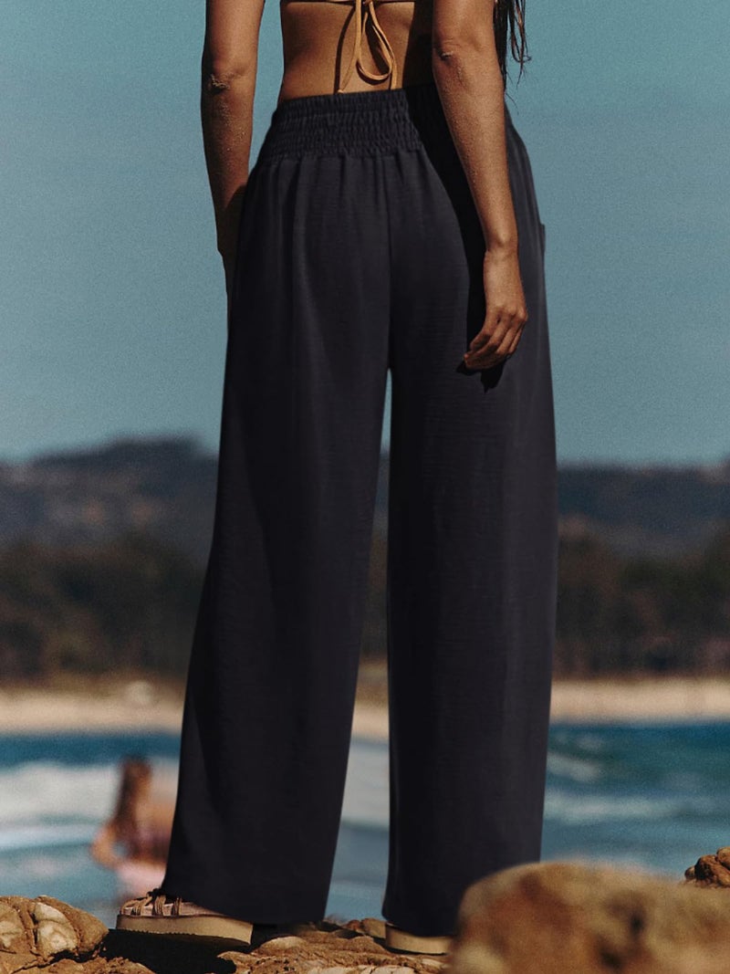 NIMIN Women Palazzo Pants Wide Leg High Waisted Pants Black 2026 Summer Flowy Beach Vacation Travel Outfits with Pockets - Image 5