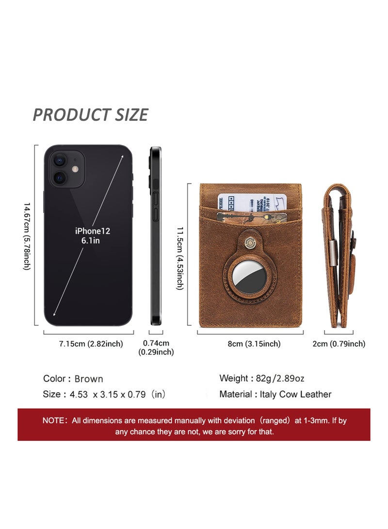 Slim Leather Wallet for Men with RFID Blocking Clip Minimalist Front Pocket Design in Brown - Image 4