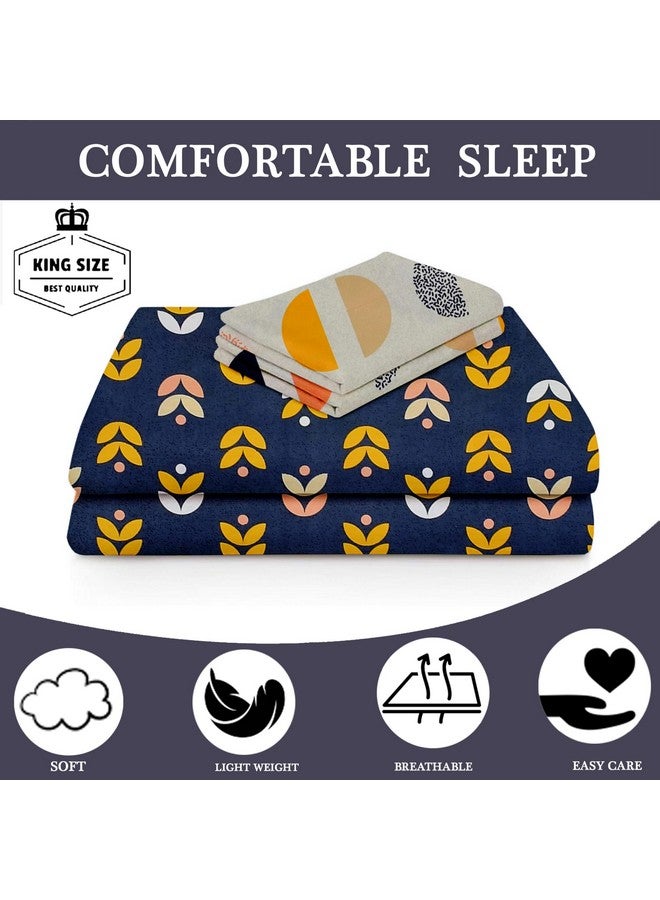 TIB Presents Luxurious Glace Cotton Super Soft 210 TC Elastic Fitted Bedsheets King Size (78X72X10 Inch) 360° with 2 Pillow Covers, 45x70 cm (Blue, Coordinate King Fitted) - Image 3