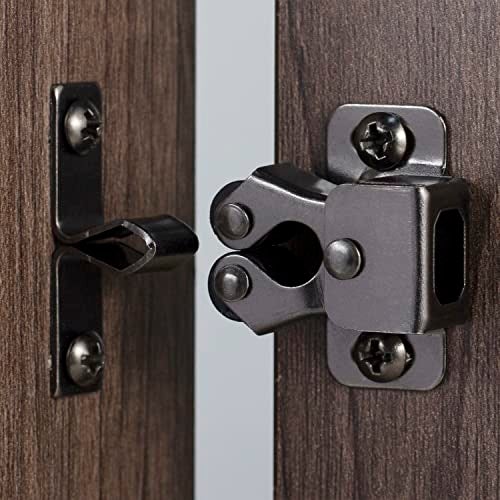 Keenkee 4 PCS Cabinet Latch Double Roller Catch Hardware for Cupboard Closet Kitchen Cabinet Door Latches and Catches, Black Nickel - Image 1