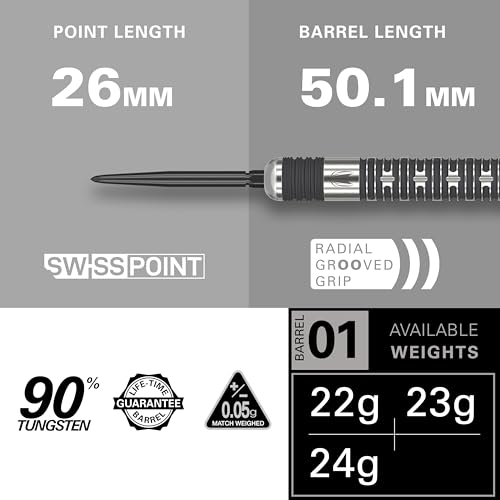 Target Darts Chris Dobey Hollywood Action 90% Tungsten Steel Tip Swiss Point Dart Set – 24G Player Edition Darts, Pro Grip Shafts & Pro Ultra No.2 Flights, SP Tool Included - Image 3