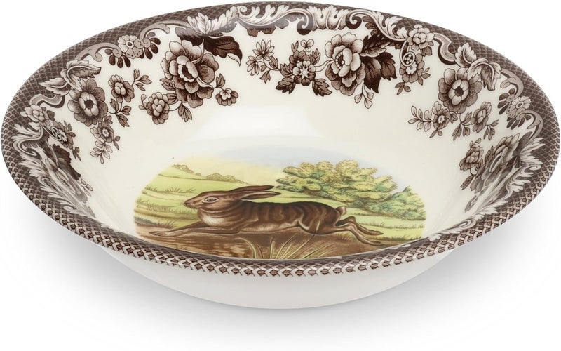 Spode Woodland Ascot Cereal Bowl Rabbit 8  Perfect for Oatmeal Salads and Desserts  Made in England from Fine Earthenware  Microwave and Dishwasher Safe - Image 1