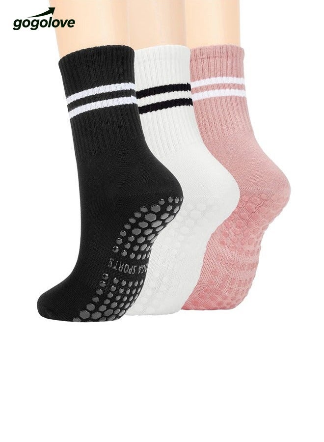 gogolove 3 Pairs Yoga Socks For Women，Non Slip Socks Pilates Socks For Yoga,Pilates， Ballet, Dance, Workout, Hospital - Image 1