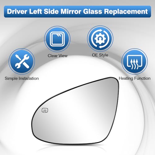 TOP-MAX Driver Side Mirror Glass Compatible with Toyota Camry 2012-2017, Avalon Hybrid 2013-2018, Left Side Rearview Mirror Glass Power Heated, Replaces 87947-06410 - Image 5