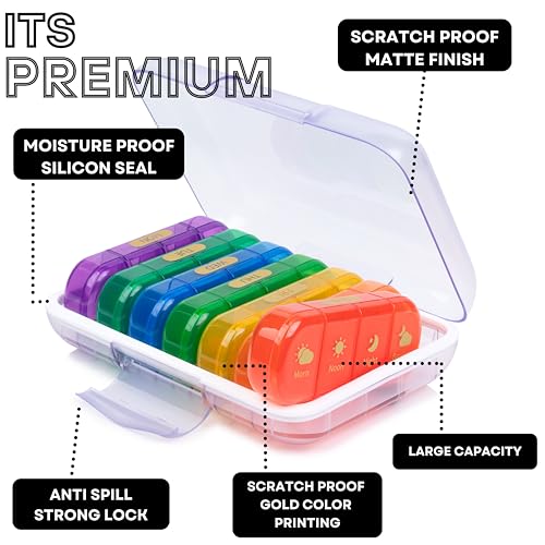 POPCUBE Premium Medicine organizer Box- Waterproof Weekly Medicine organizer- Medicine Box for home, 7 days tablet organizer For Home-Large Pill Organizer Box Case (Transparent, 4 Compartment) - Image 3