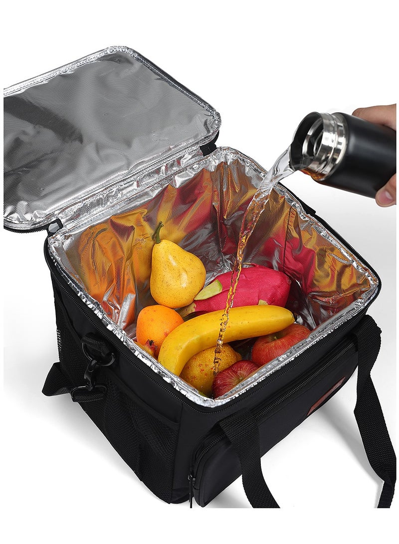 Sky View SKY VIEW Large Lunch Bag Picnic Bag Insulated Lunch Box Soft Cooler Cooling Tote for Adult Men Women Black-Store 12 Cans Of Soda(15L/30cm*23cm*23cm) - Image 3