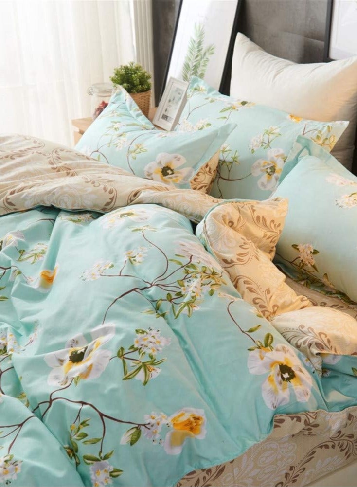 بريمو بلس طقم مفارش الأسرّة بتصميم مزيَّن بنقشة الزهور من 4 قطع قطن متعدد الألوان - Image 2