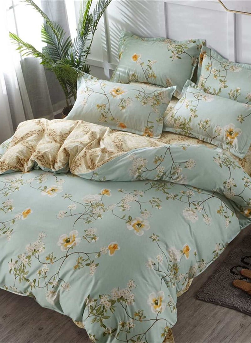 بريمو بلس طقم مفارش الأسرّة بتصميم مزيَّن بنقشة الزهور من 4 قطع قطن متعدد الألوان - Image 4