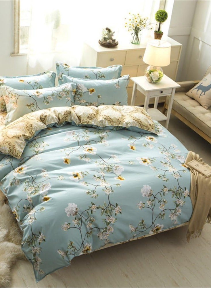 بريمو بلس طقم مفارش الأسرّة بتصميم مزيَّن بنقشة الزهور من 4 قطع قطن متعدد الألوان - Image 5