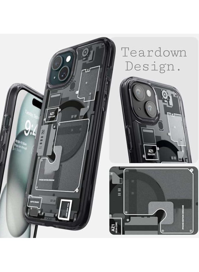 Techie iPhone 15 Plus MagSafe Case – Spigene Ultra Hybrid Zero One MagFit with Metal Ring – Slim Teardown Design – Compatible with Wireless Charging & MagSafe Accessories – Black - Image 3