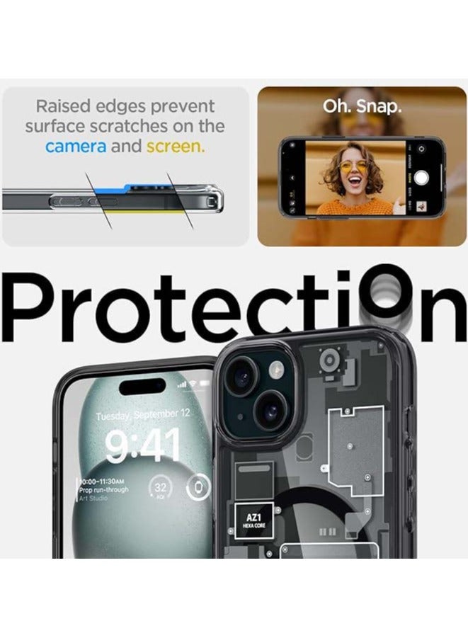 Techie iPhone 15 Plus MagSafe Case – Spigene Ultra Hybrid Zero One MagFit with Metal Ring – Slim Teardown Design – Compatible with Wireless Charging & MagSafe Accessories – Black - Image 4