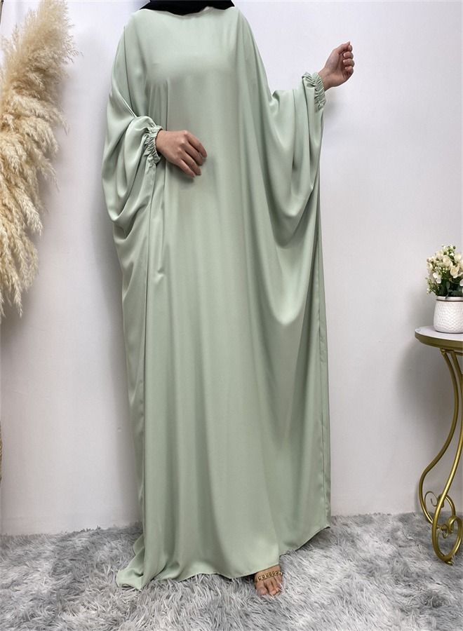 Loquat Bat Long-Sleeved Solid Color Robe Light Green  - Image 1