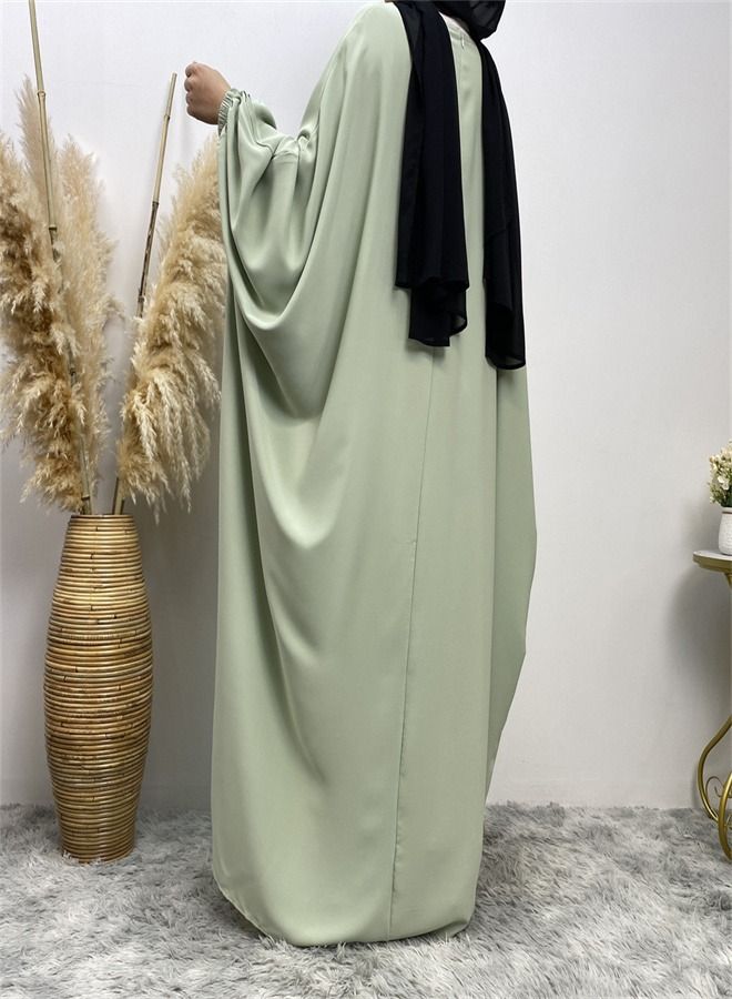 Loquat Bat Long-Sleeved Solid Color Robe Light Green  - Image 3