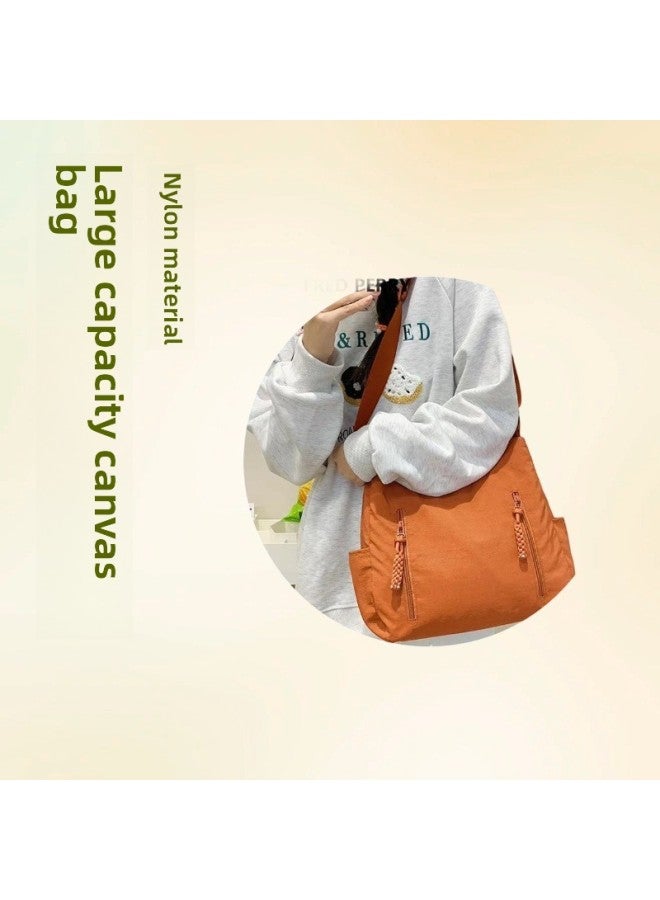 Nylon Cloth Bag Female Student Class Crossbody Bag Large Capacity Commuting Waterproof Cloth Bag Simple All-match Shoulder Bag-Color:Black  - Image 5