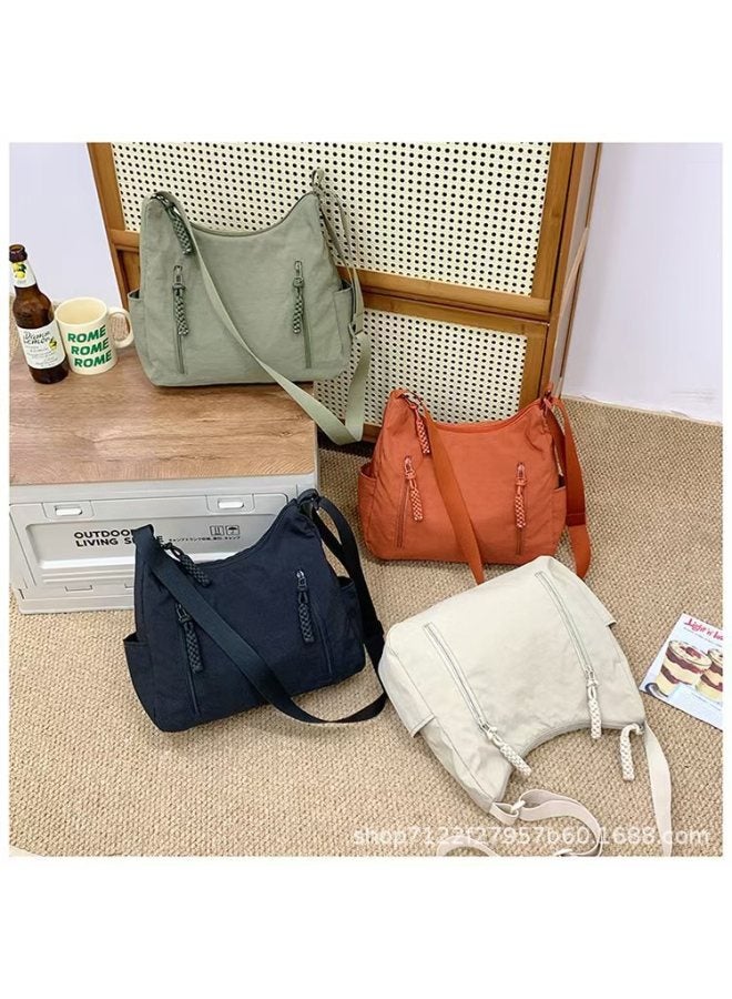 Nylon Cloth Bag Female Student Class Crossbody Bag Large Capacity Commuting Waterproof Cloth Bag Simple All-match Shoulder Bag-Color:Black  - Image 2
