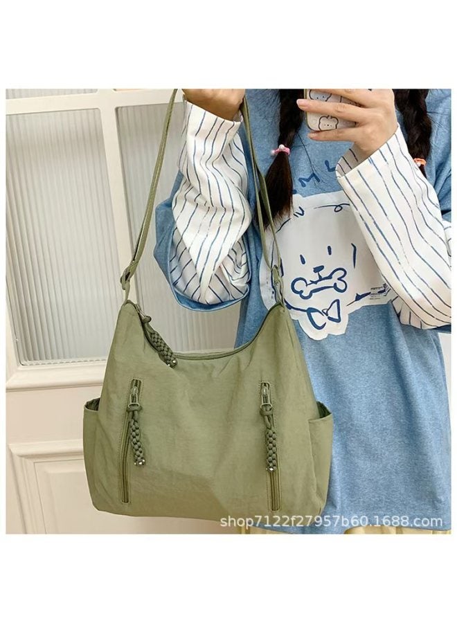 Nylon Cloth Bag Female Student Class Crossbody Bag Large Capacity Commuting Waterproof Cloth Bag Simple All-match Shoulder Bag-Color:Black  - Image 4