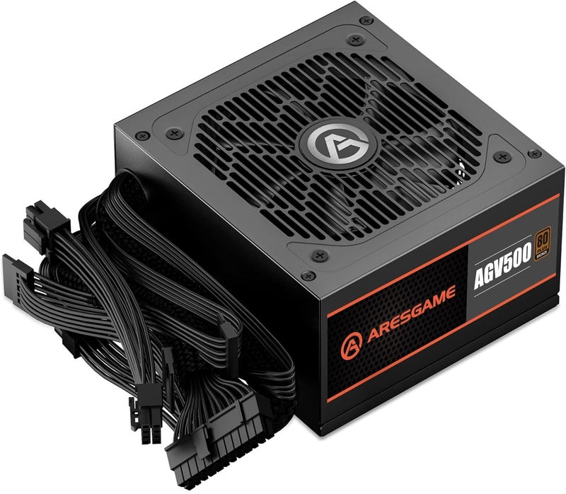 ARESGAME مزود طاقة ARESGAME AGV Series 500W، معتمد 80 Plus Bronze، مزود طاقة غير معياري، ضمان 5 سنوات - Image 1