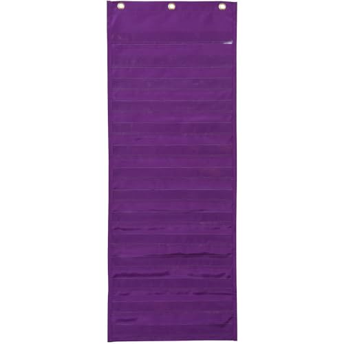 Pacon Dry Erase Pocket Chart, Daily Activities, Purple, 13" x 34", 1 Chart - Image 1