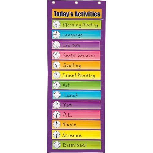 Pacon Dry Erase Pocket Chart, Daily Activities, Purple, 13" x 34", 1 Chart - Image 2
