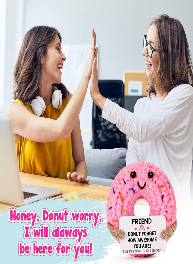 MBL Friend Friendship Gifts for Women - Small Funny Romantic Cute Crochet Donut for Female Best Friends Bestie BFF Long Distance Relationship Birthday Christmas Stocking Stuffers Present - Image 4