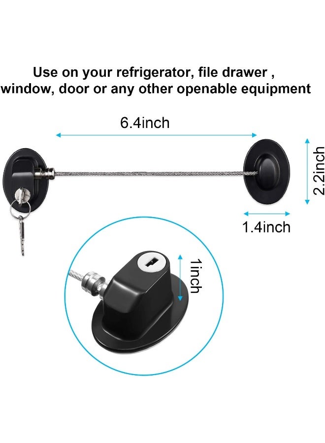 Hotop 4 Pack Cabinet Locks with Keys Mini Fridge Refrigerator Locks for Kids Toddlers Self Adhesive Child and Baby Proofing Safety for Deep Freezer Drawers Doors Latch(Black) - Image 2
