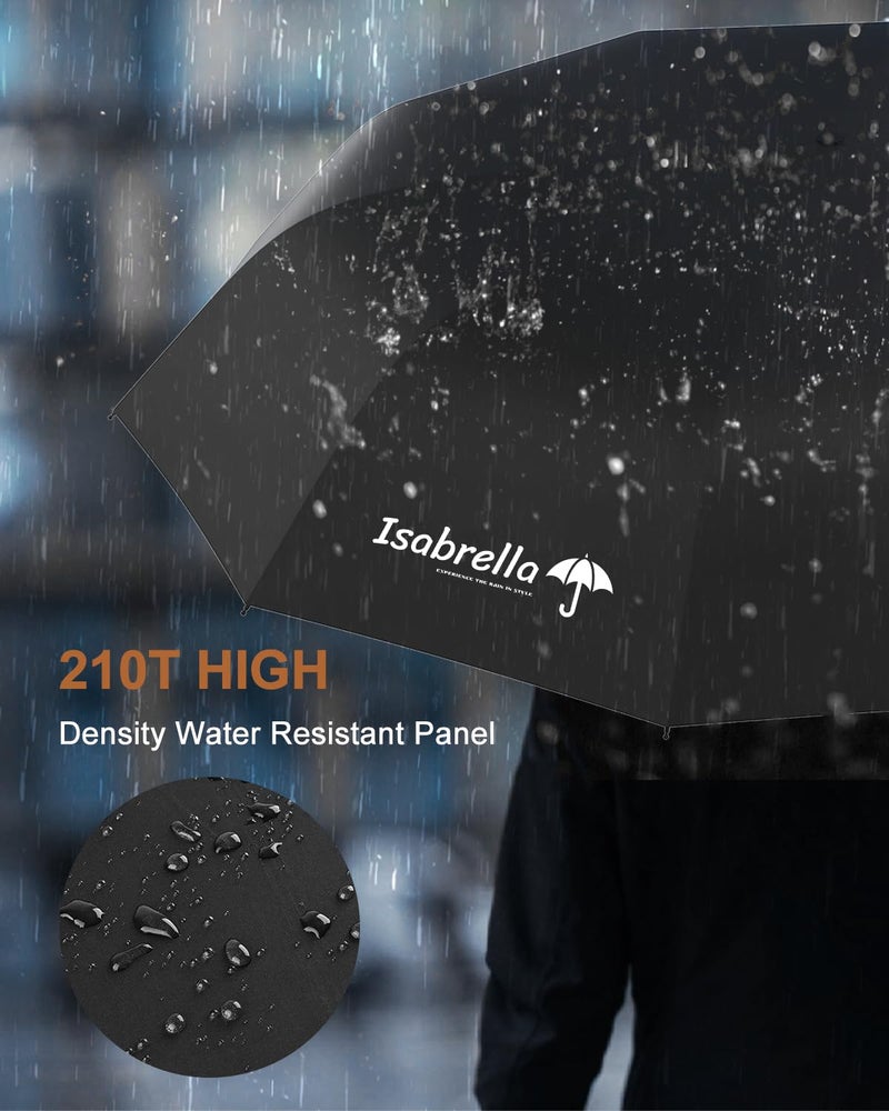 ISABRELLA SABRELLA Wooden Handle Umbrella for Men, 3-Fold, Windproof & Waterproof, 10 Ribs Compact Travel Umbrella for Rain and Outdoor Use - Image 4