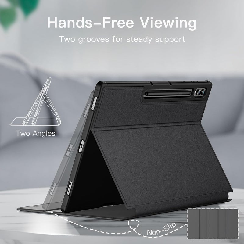 Jetech Case For Samsung Galaxy Tab S10 Ultra/Tab S9 Ultra 14.6-Inch With S Pen Holder, Slim Folio Stand Protective Tablet Cover, Multi-Angle Viewing Graphite Black - Image 3