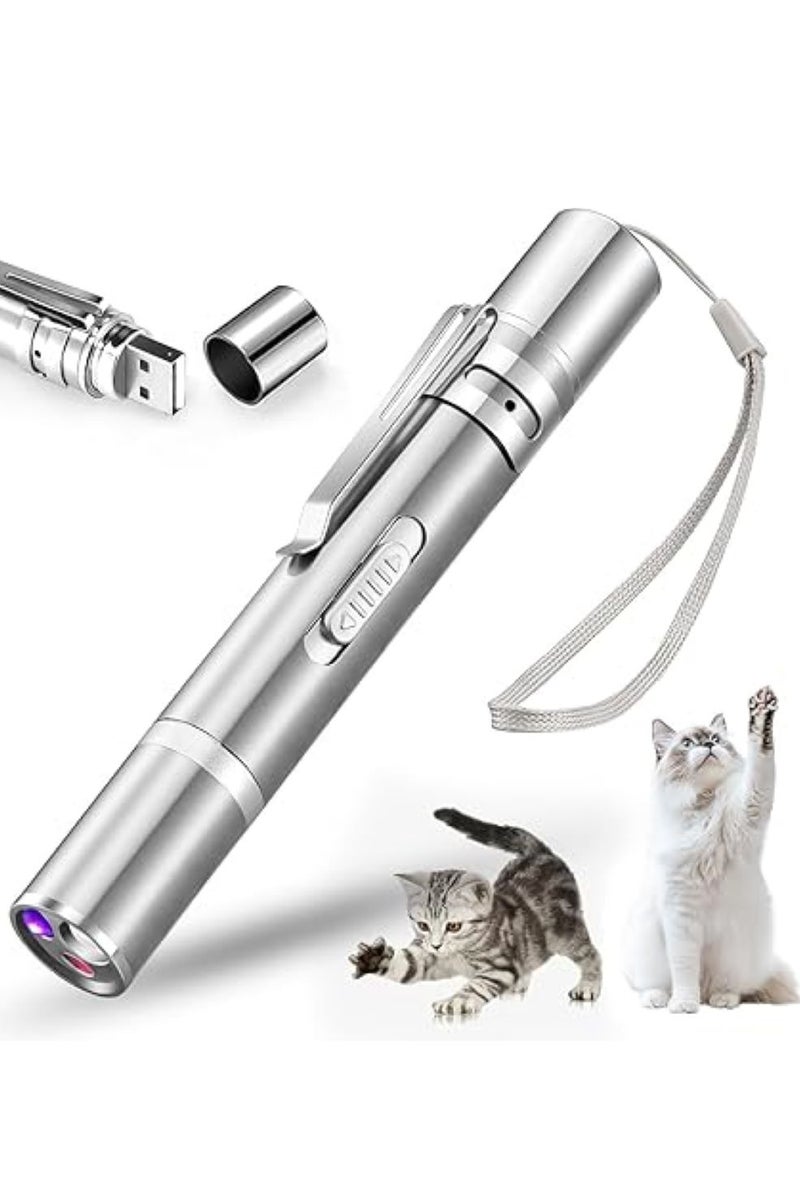 7-in-1 Interactive Cat  Dog Toy - USB Rechargeable Red Laser Pointer, Chaser Toy, Pet Training Tool with Classic Light Patterns(1 piece) - Image 1