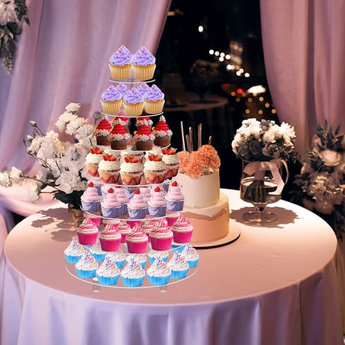 Jusalpha 7 Tier Round Acrylic Glass Cupcake Stand-cake stand-dessert stand, cupcake Tower 7 Tier With Base (7RF-S) - Image 5