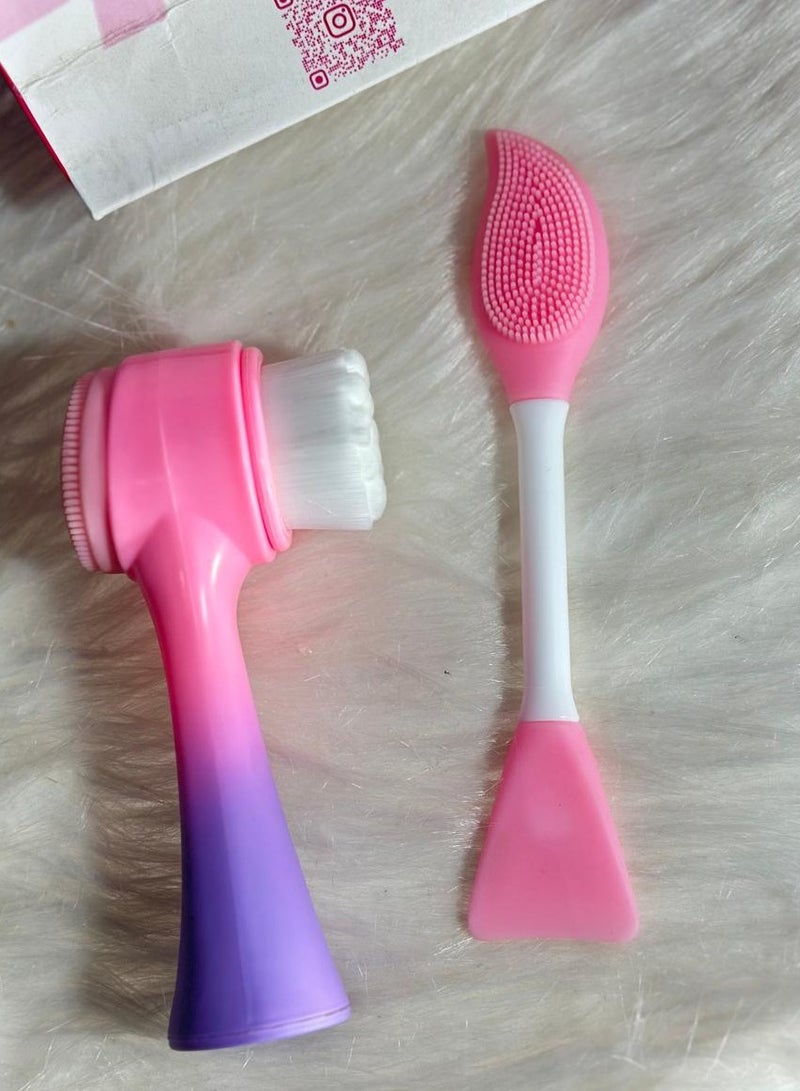 Generic maya accessories face Brush - Manual Facial Cleansing, 1Pcs Double Side Skin Care Facial Cleaning Brush,with Silicone Face Mask Brush And Mud Mask Applicator (2PCS) - Image 1