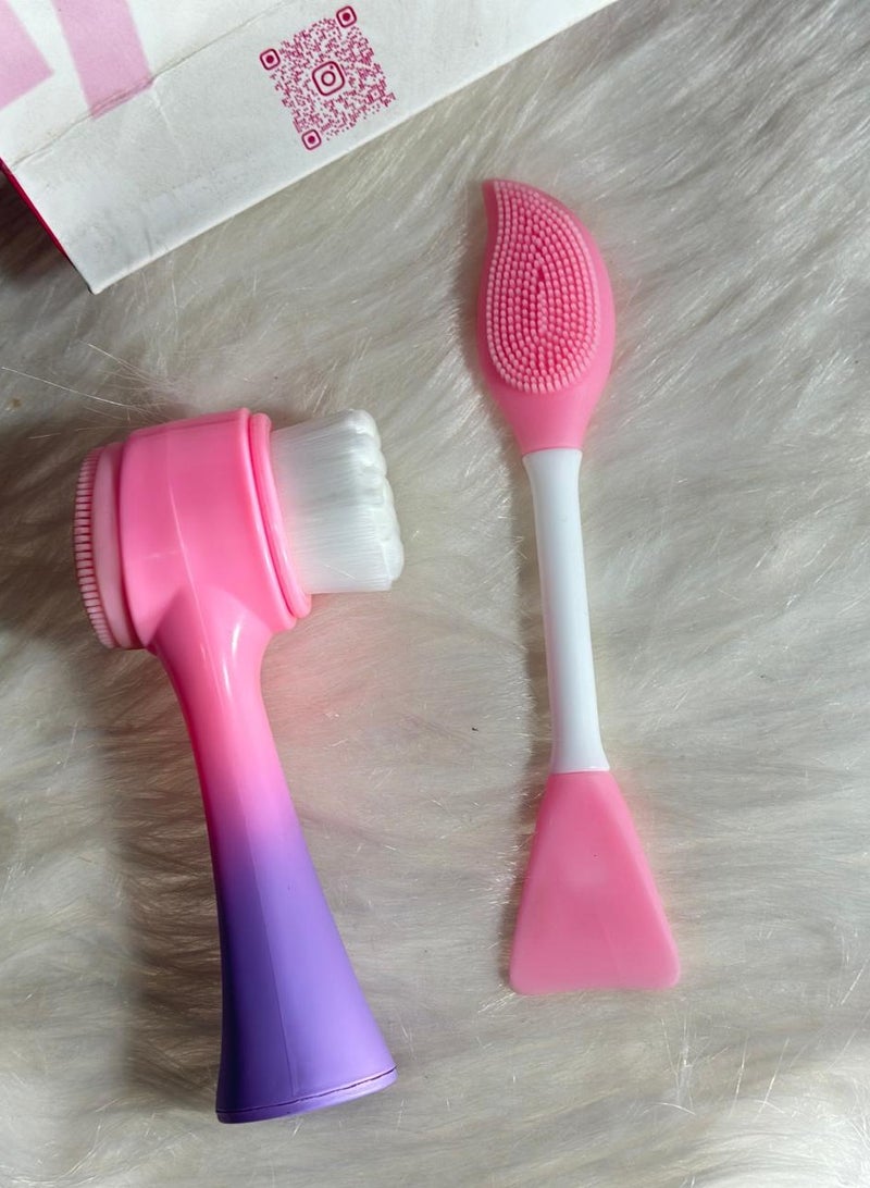 Generic maya accessories face Brush - Manual Facial Cleansing, 1Pcs Double Side Skin Care Facial Cleaning Brush,with Silicone Face Mask Brush And Mud Mask Applicator (2PCS) - Image 2
