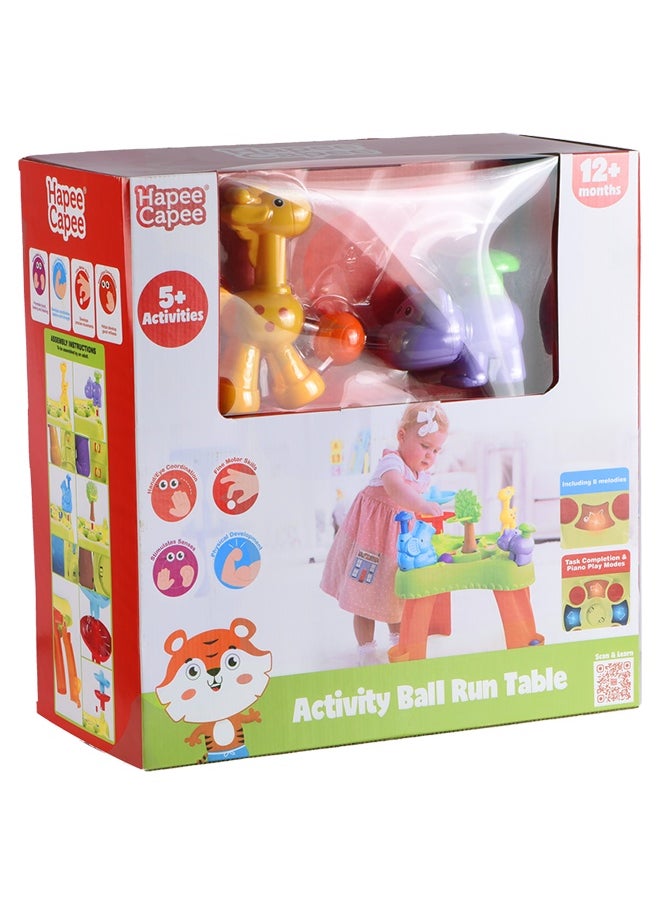 Hapee Capee - Activity Ball Run Table, Activity Toys Table for Babies & Toddlers, Includes rewarding music, 4 flashing flights, 7 Colourful balls, 2 levels ball drop and an on/off switch, Best Gift toys for 12+ months. - Image 1