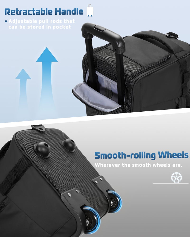 Smasrob 33L Rolling Duffle Bag with Wheels, Shoe Compartment and Wet Pocket, 21â€ Carry On Bag with Crossbody Strap, Black - Image 5